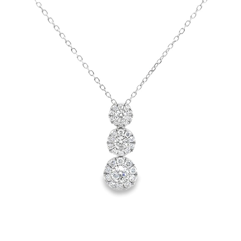 Triple Diamond Cluster Pendant Necklace