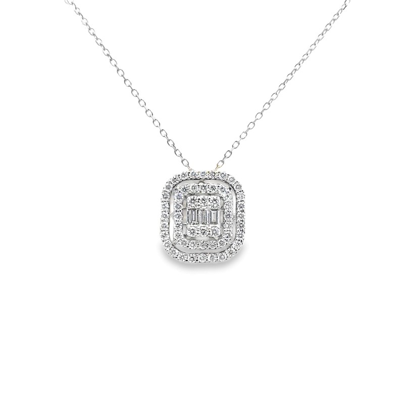 Diamond Cluster Double Halo Pendant Necklace