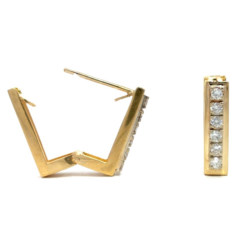 Estate Square Hinged Diamond Earrings