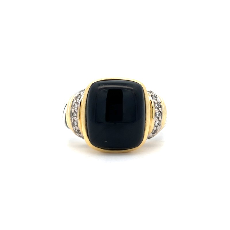 Estate David Yurman Black Onyx And Diamond Ring