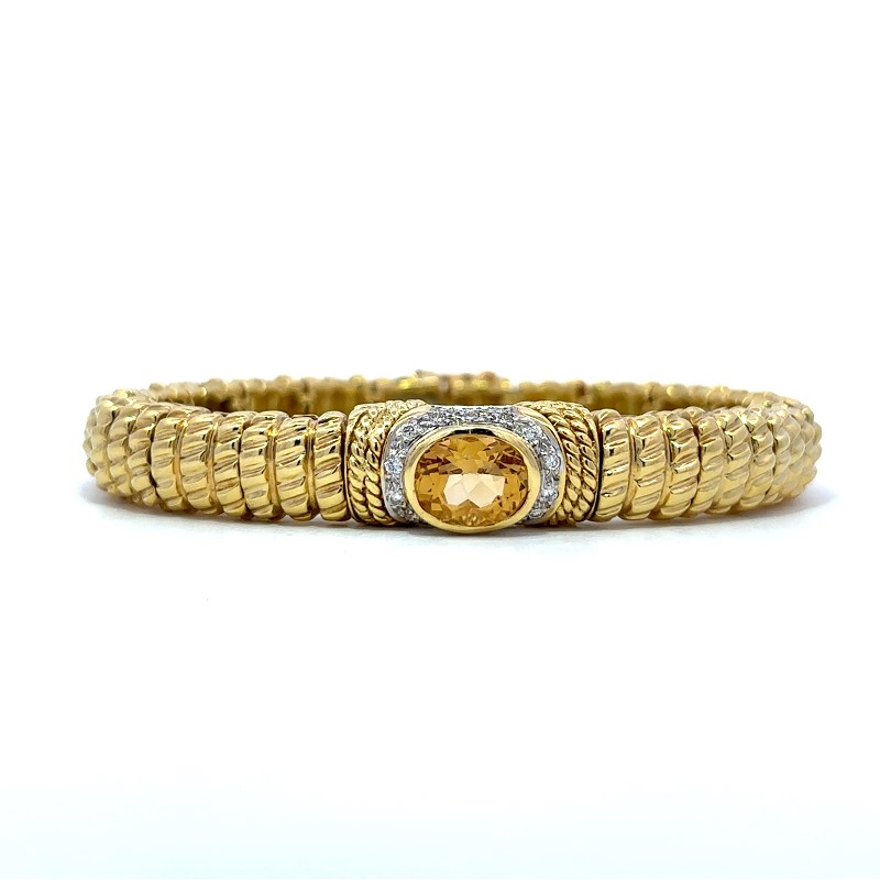 Estate Cassis Citrine And Diamond Bangle