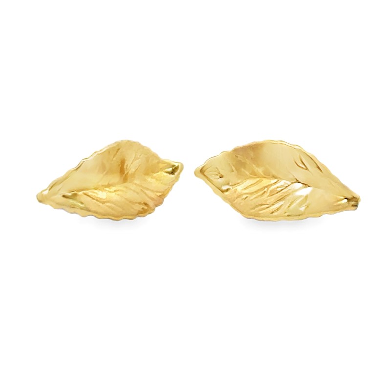 Estate Flat Leaf Earrings