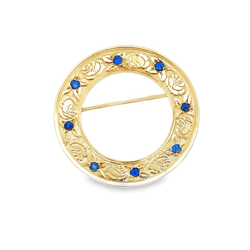 Estate Round Blue Sapphire Pin