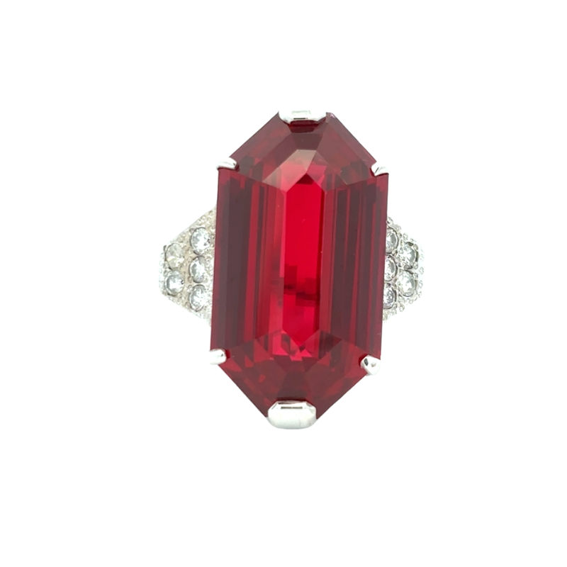 Estate Lab Created Ruby And Diamond Ring