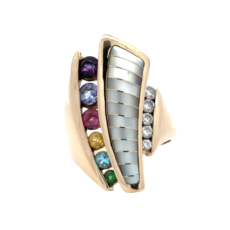 Estate Multi Color And Diamond Ring