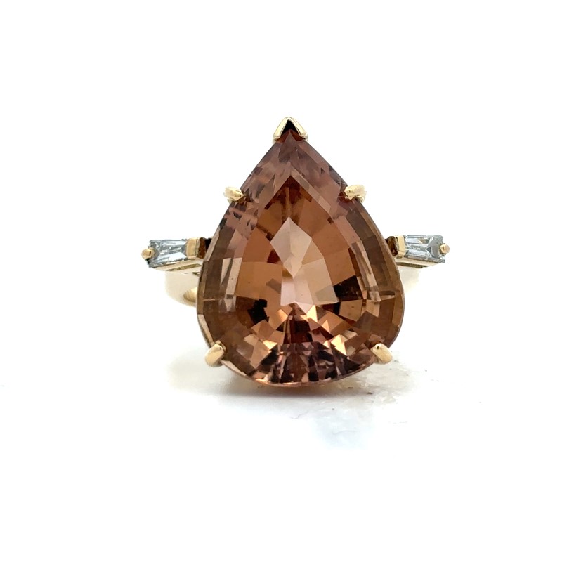 Estate Smokey Quartz And Diamond Ring