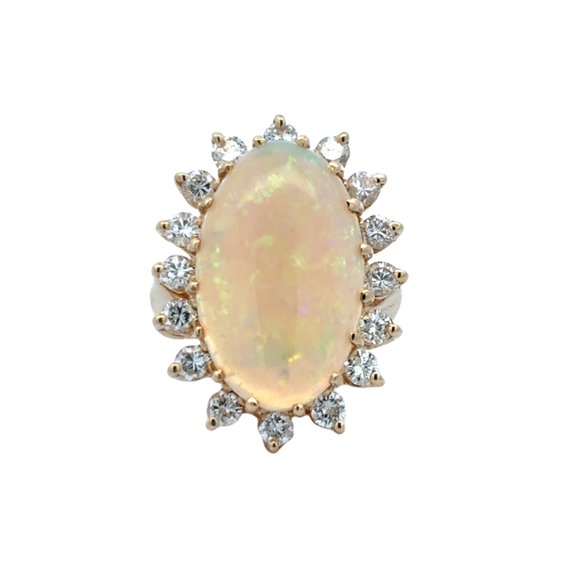 Estate Opal And Diamond Ring