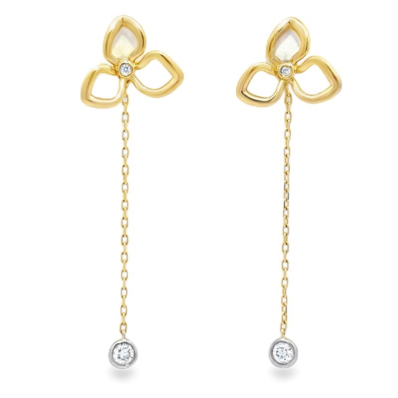 3 Leaf Clover Flower Jacket Earrings