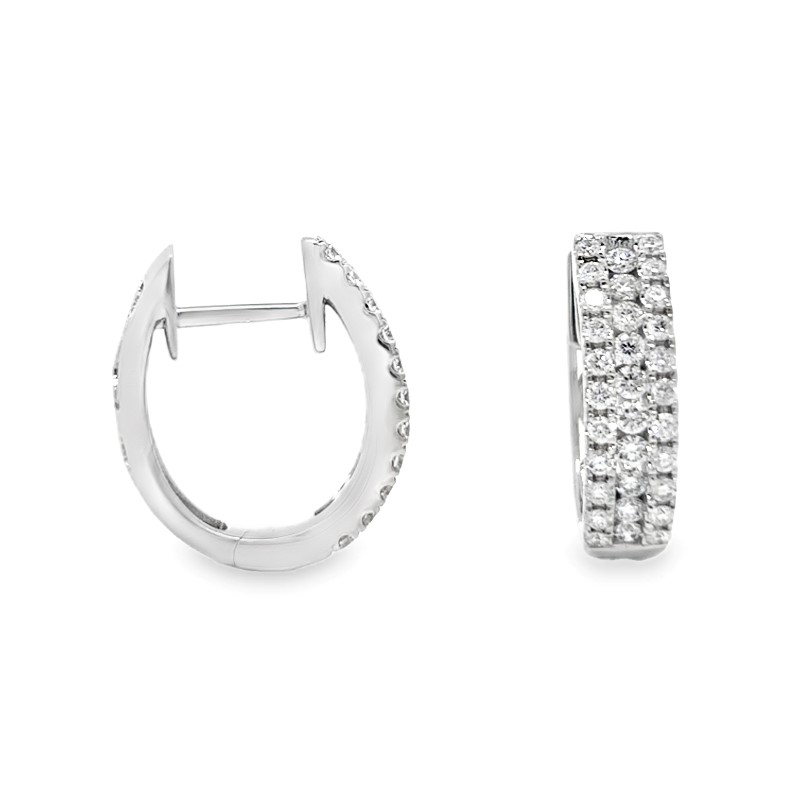 3 Row Diamond Huggie Earrings