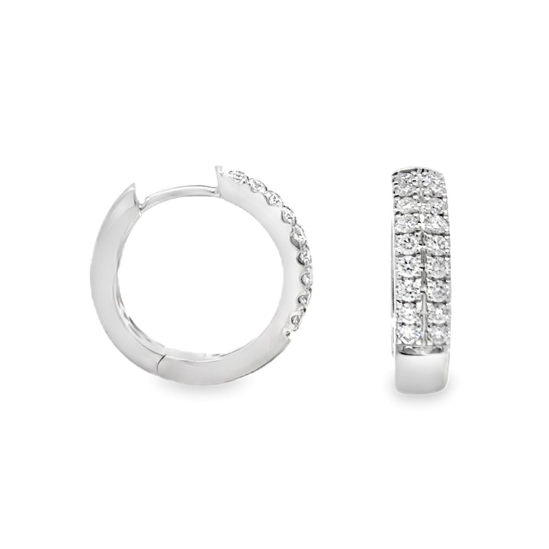 Double Row Diamond Huggie Earrings