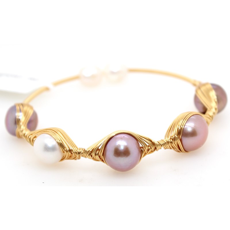 White And Pink Freshwater Cultured Pearl Cuff