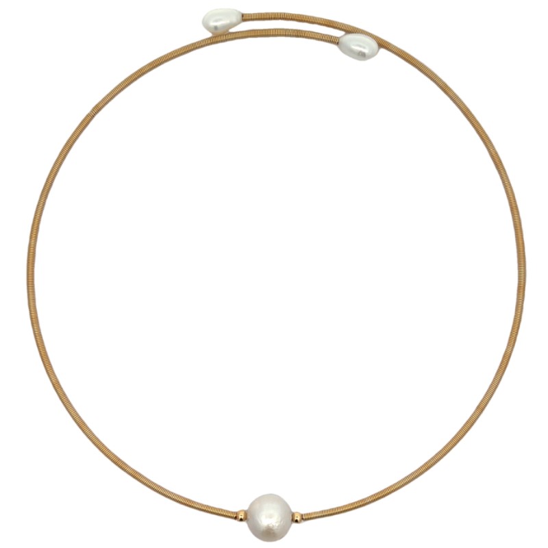 Pearl Coil Wrap Colar Necklace