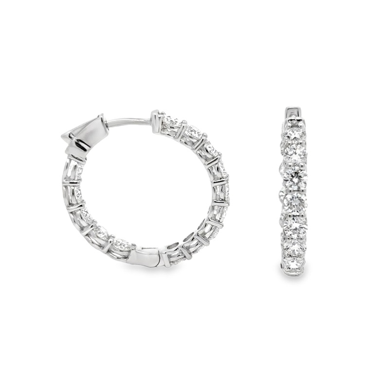 Diamond Inside/Outside Hinged Hoop Earrings