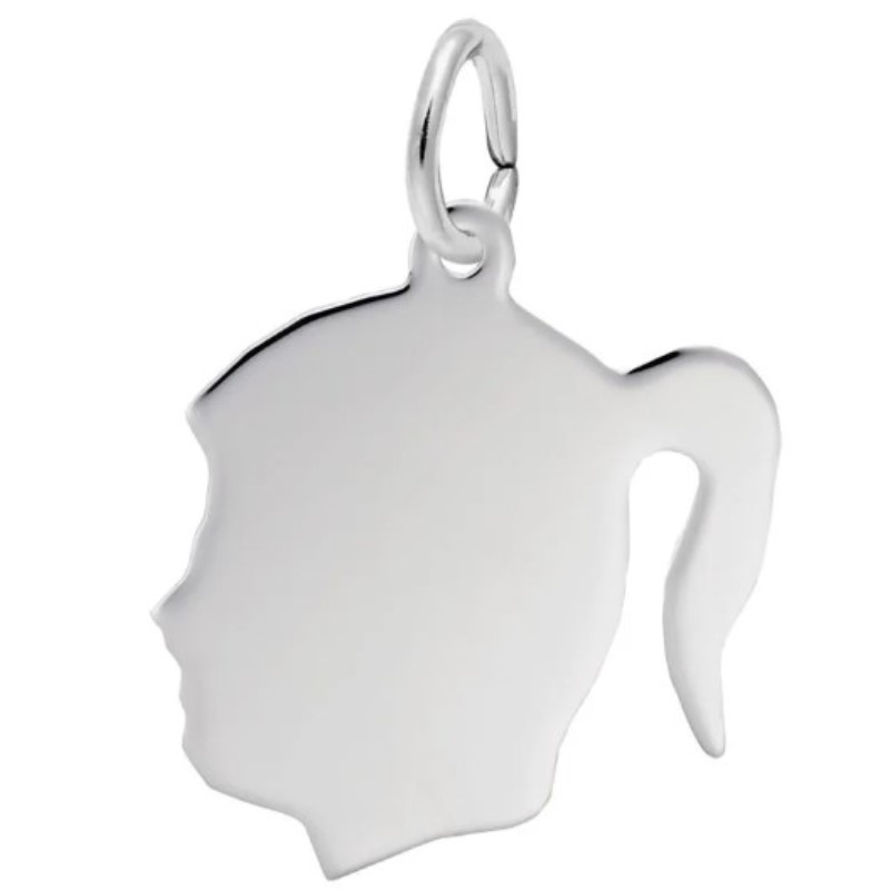 Sterling Silver Girl W/Ponytail Head Charm