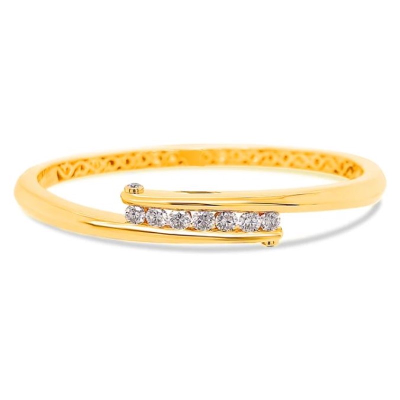 Charles Krypell Diamond Hinged Bangle From The Precious Pastel Collection