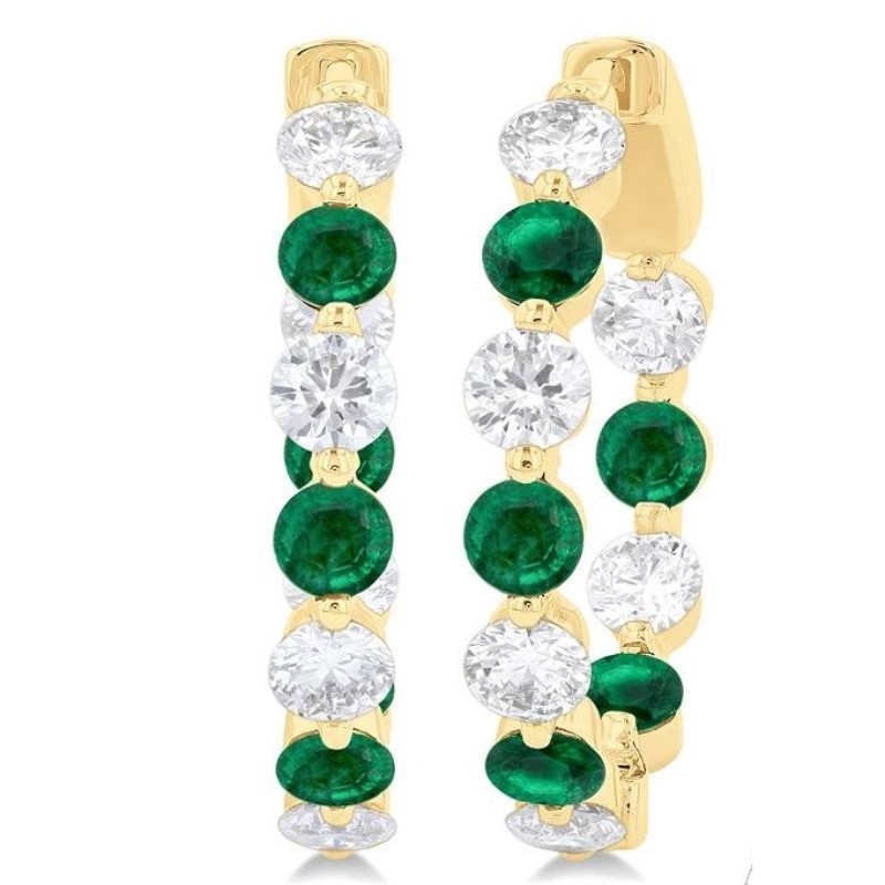 Inside-Out Emerald And Diamond Hoop Earrings