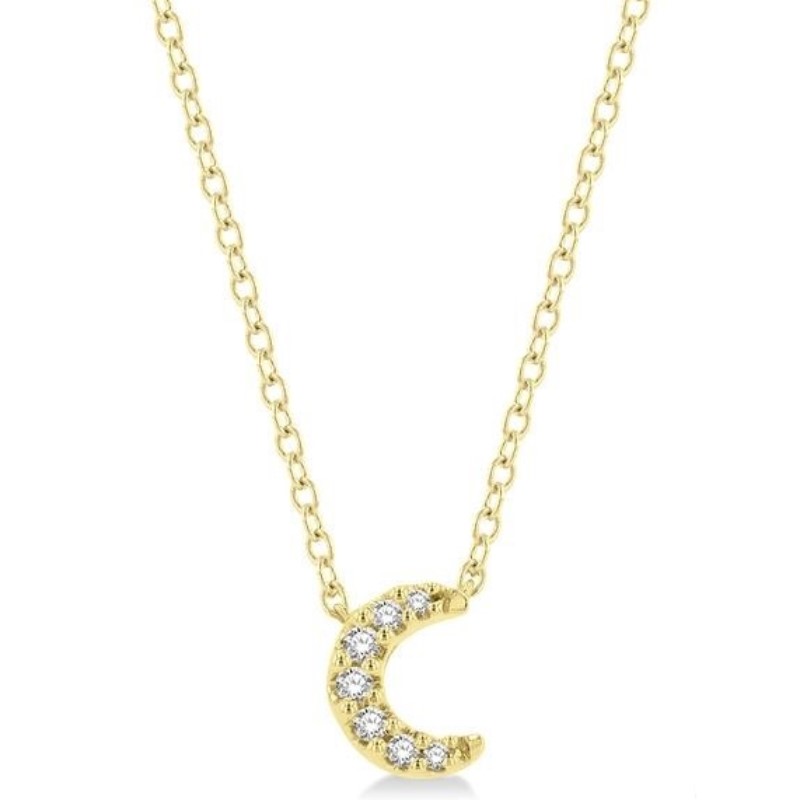 Crescent Moon Dainty Diamond Necklace