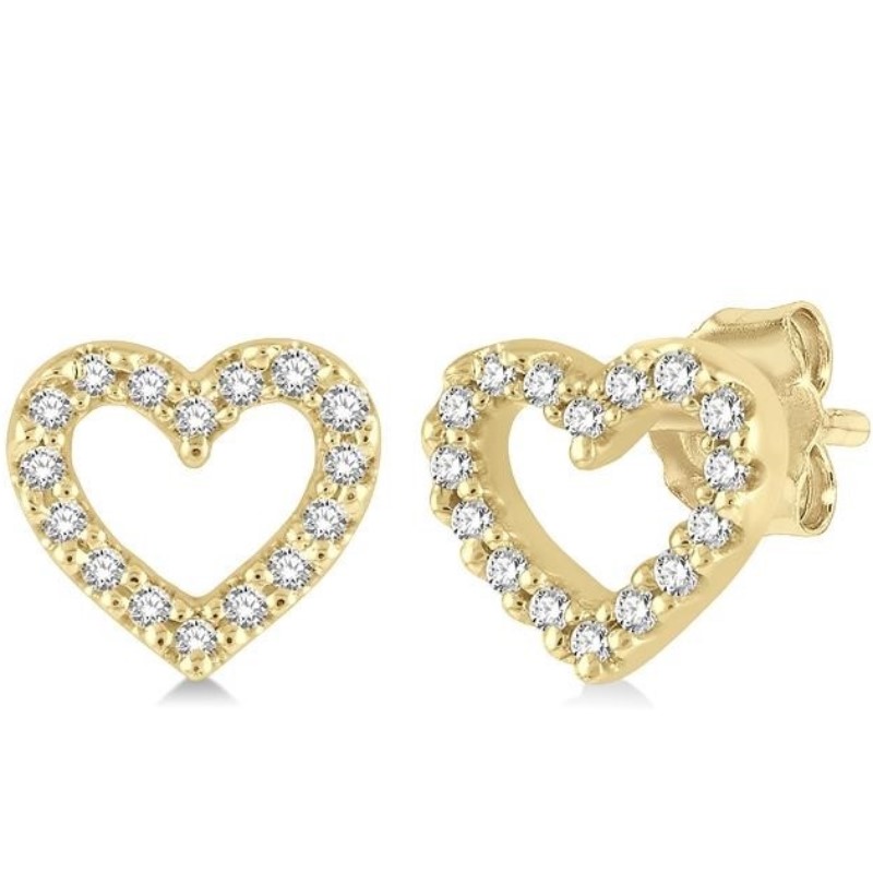 Heart Shaped Petite Diamond Stud Earrings