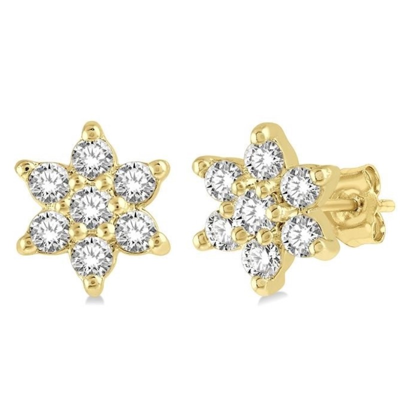 Small Flower Diamond Stud Earrings