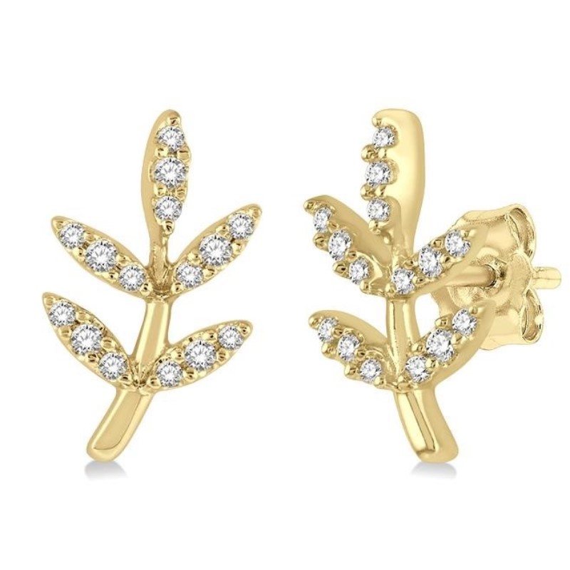 Leaf Petite Diamond Earrings