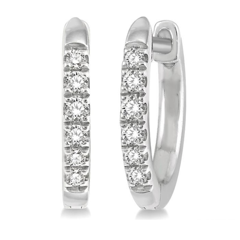 Diamond Huggie Hoop Earrings