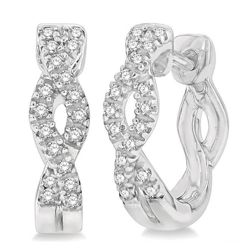 Petite Swirl Diamond Huggie Earrings