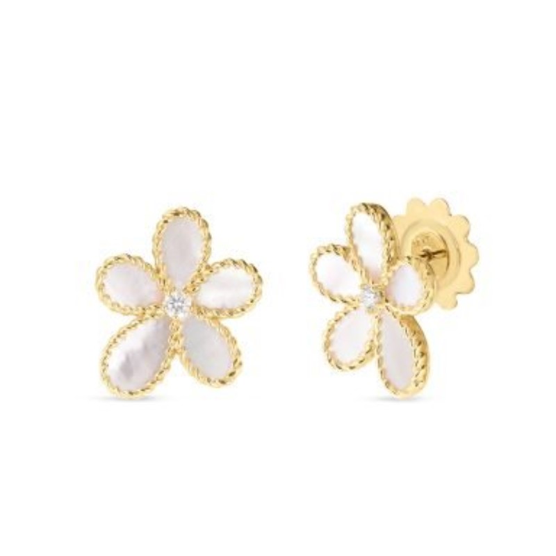 Roberto Coin Jasmine Mother Of Pearl And Diamond Earrings