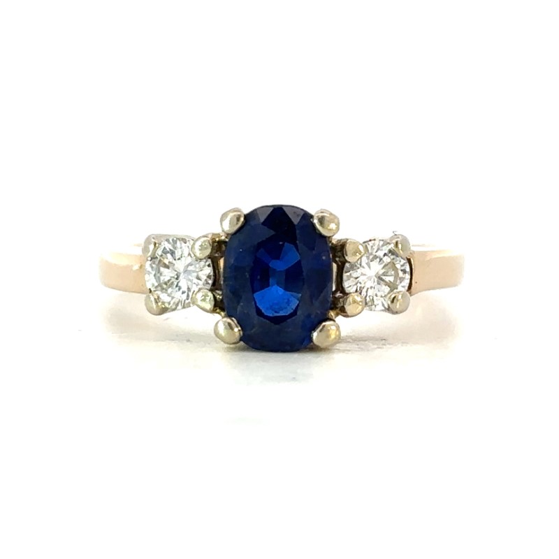 Estate Blue Sapphire And Diamond Ring