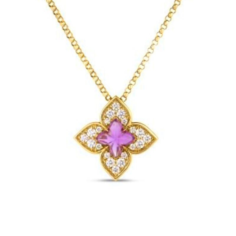 Roberto Coin Venetian Princess Carnevale Amethyst And Diamond Pendant Necklace