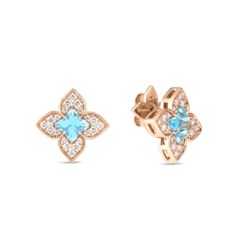 Roberto Coin Venetian Princess Carnevale Blue Topaz And Diamond Earrings