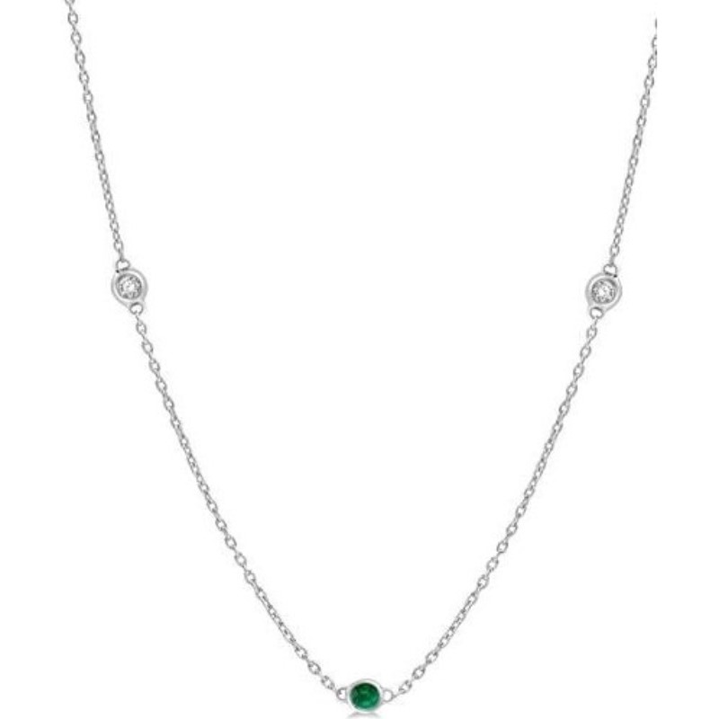 Diamond An Emerald Station Necklace