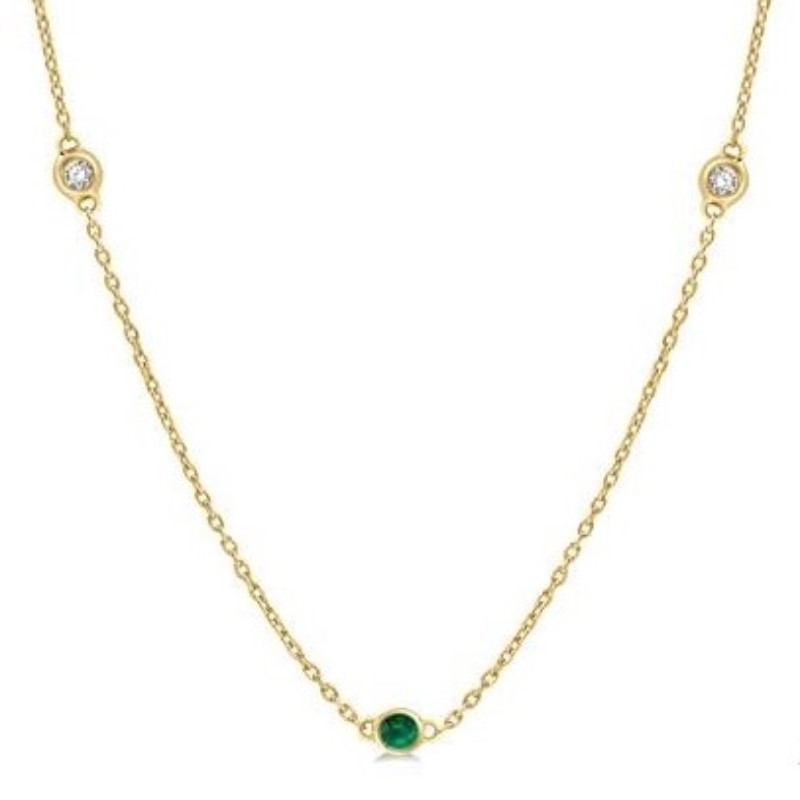 Diamond And Emerald Station Necklace