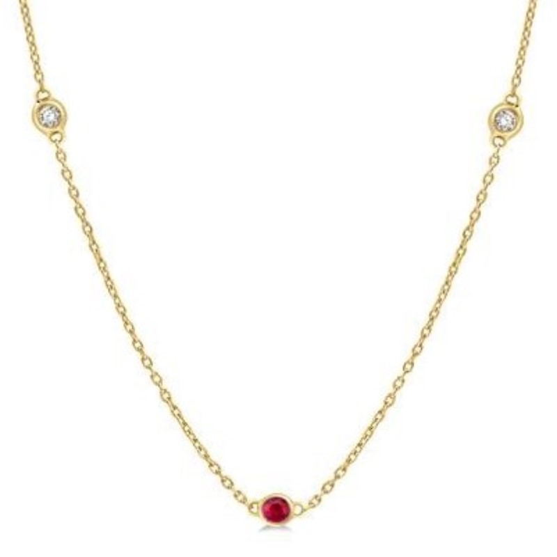 Diamond An Ruby Station Necklace