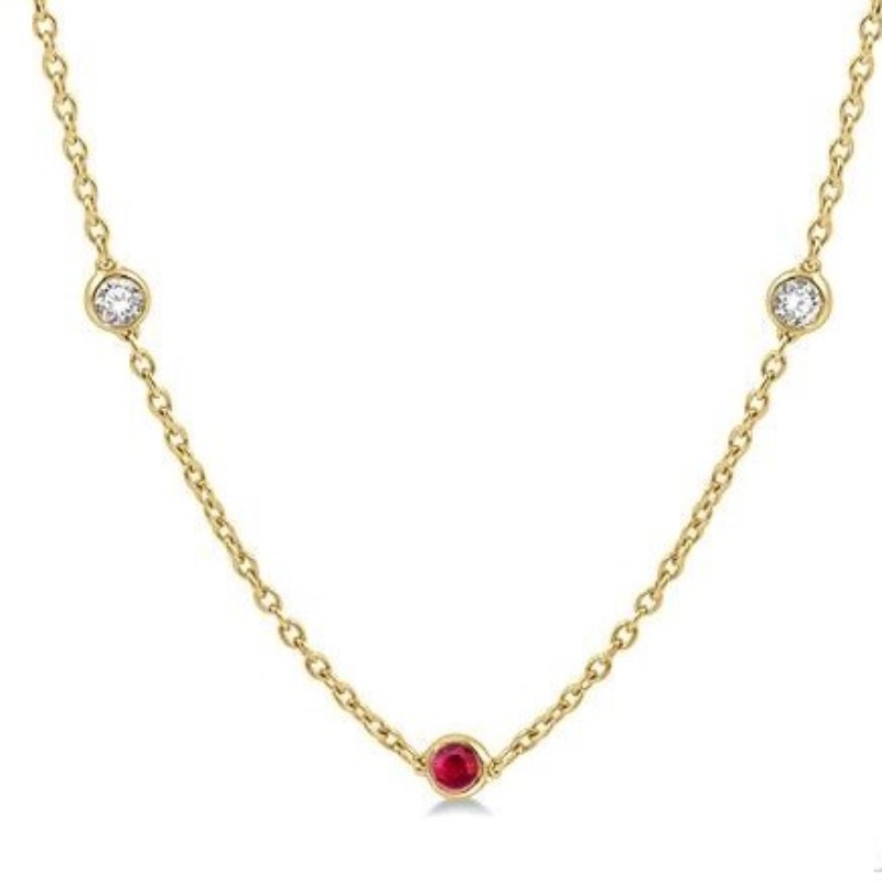 Diamond And Ruby Station Necklace