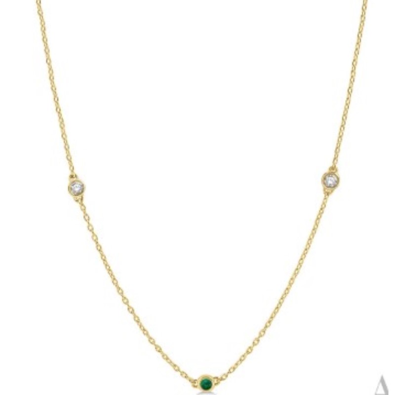 Diamond And Emerald Station Necklace