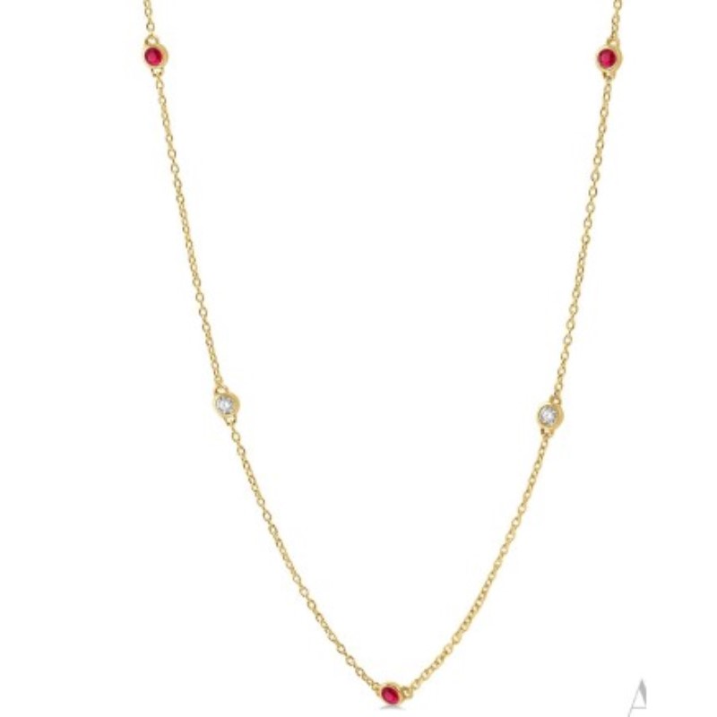 Diamond And Ruby Station Necklace