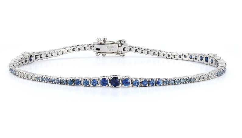 Ombre Blue Sapphire And Diamond Tennis Bracelet