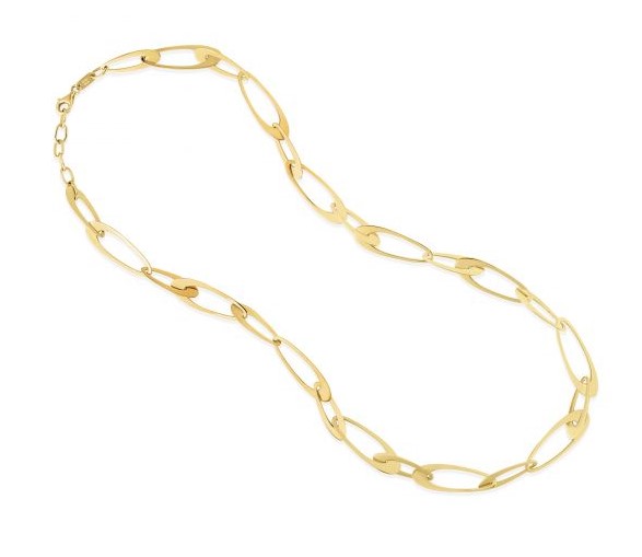 14 Karat Yellow Gold 5.4mm Italian Oval Links La Goccia Chain with Lobster Clasp Measuring 18 Inches