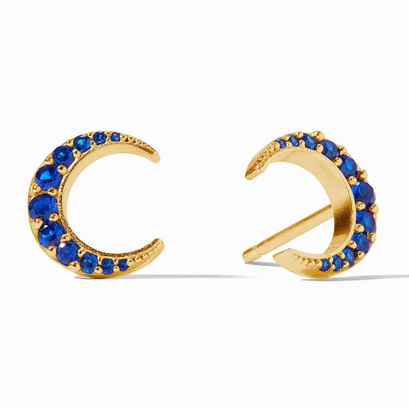 Julie Vos Luna Stud Earrings In Sapphire Blue CZ