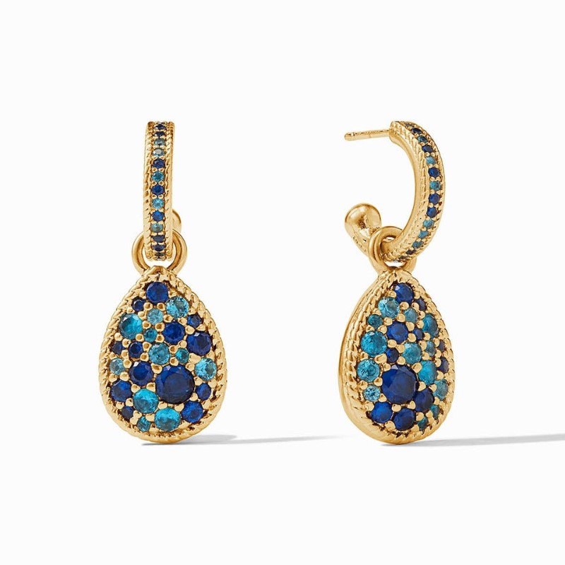 Julie Vos Luna Teardrop Hoop & Charm Earring In Ombre Blue