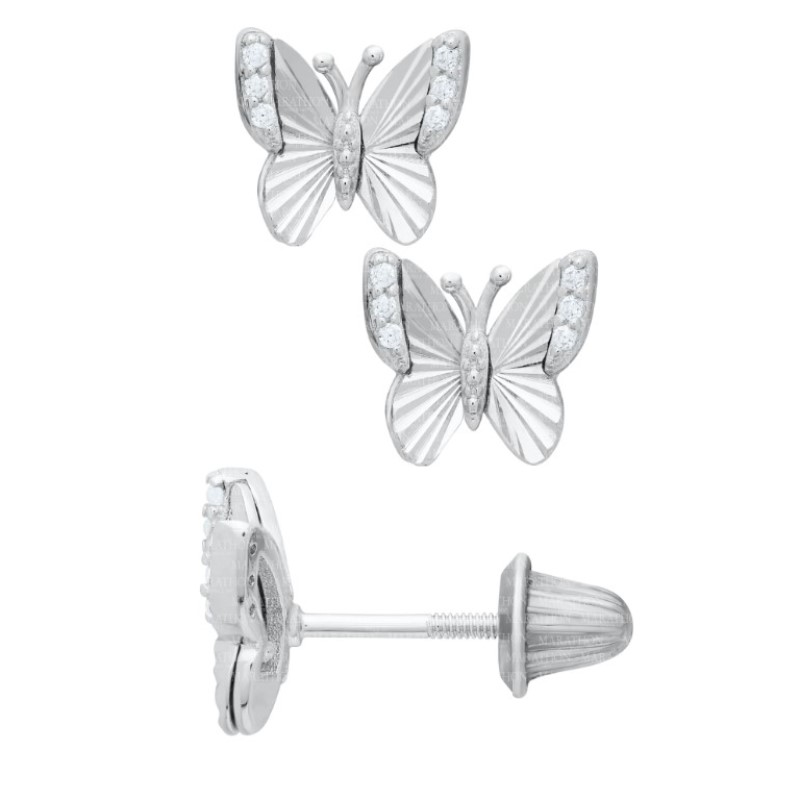 Kiddie Kraft Sterling Silver Butterfly Earrings with CZ