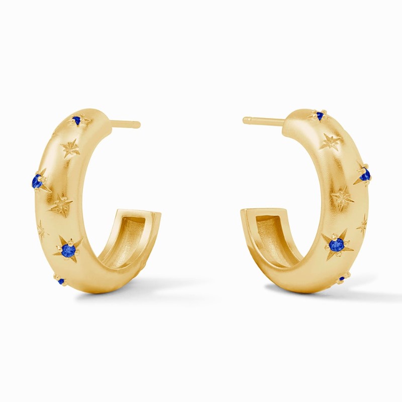 Julie Vos Luna Stone Hoop In Sapphire Blue CZ