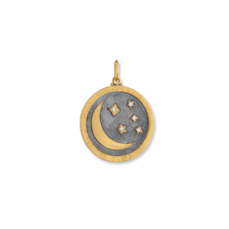 Lika Behar Half Moon And Stars Diamond Medallion