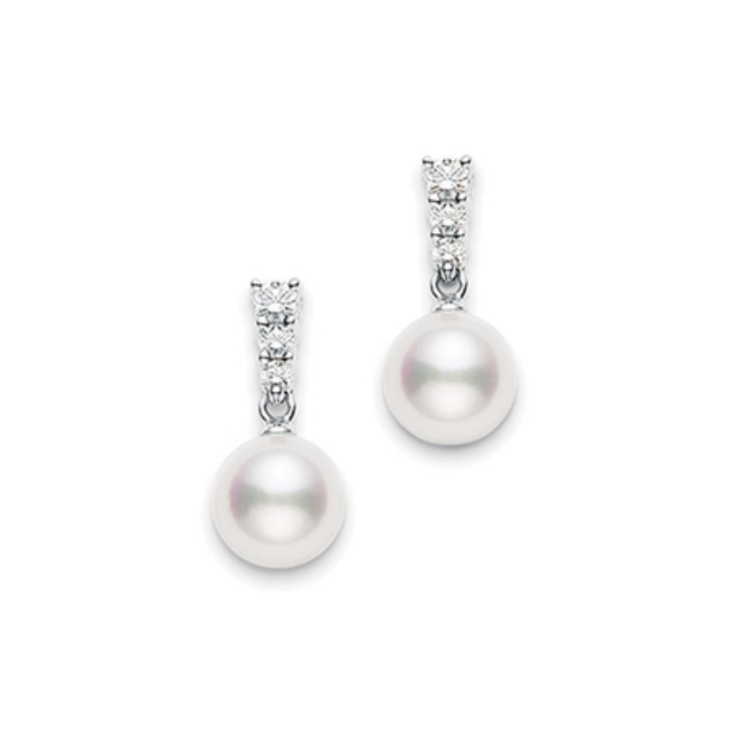 Mikimoto Morning Dew Akoya Pearl And Diamond Earrings