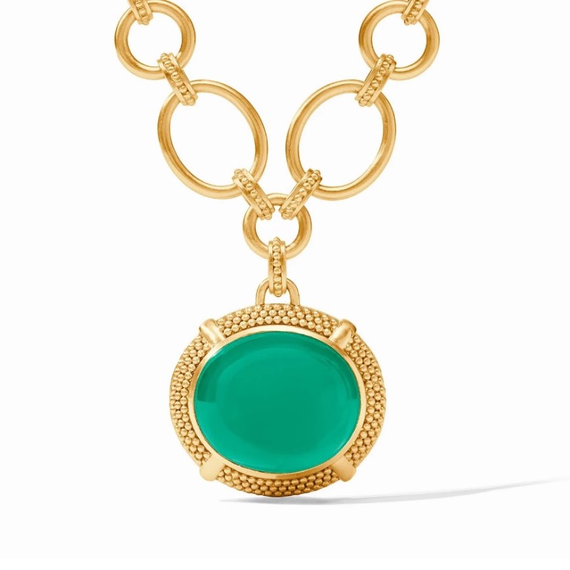 Julie Vos Cabochon Statement Necklace In Iridescent Emerald Green