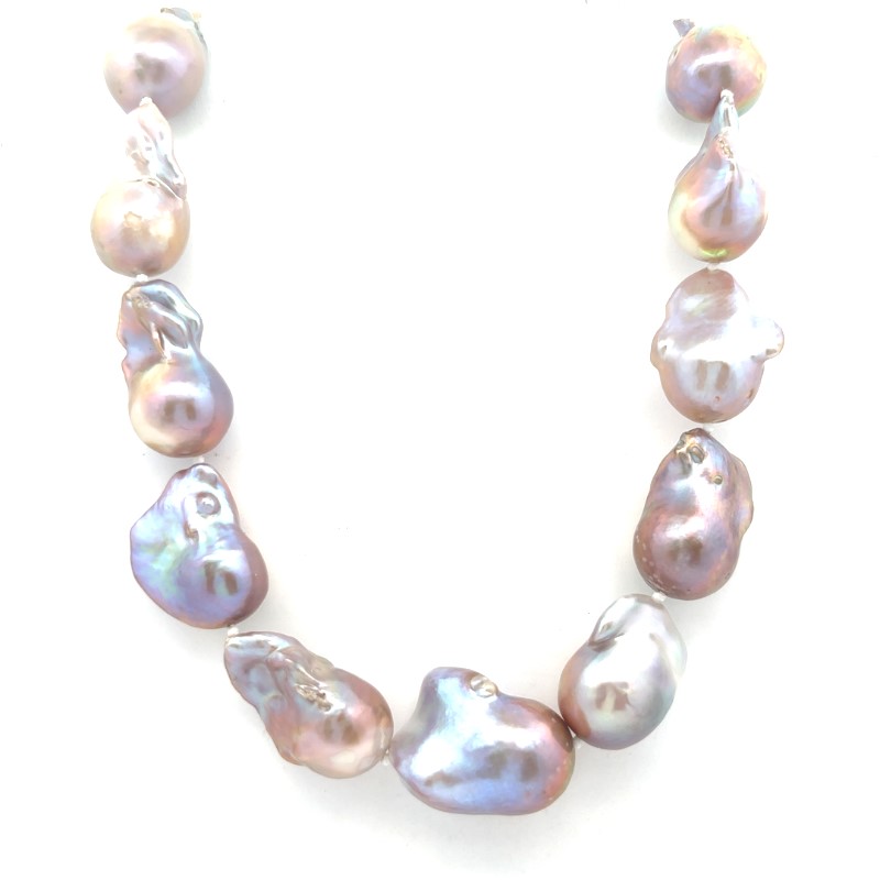 Large Pink Baroque Pearl Necklace