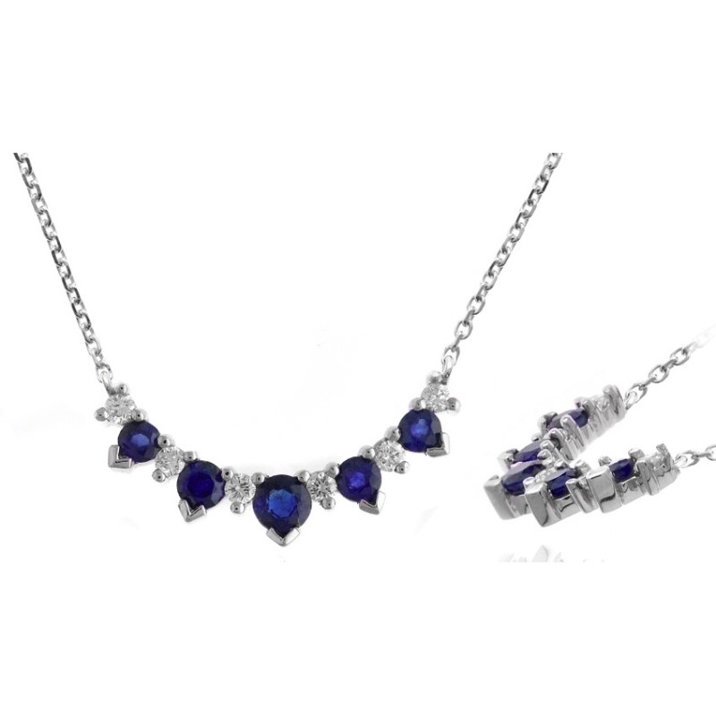 Blue Sapphire And Diamond Necklace