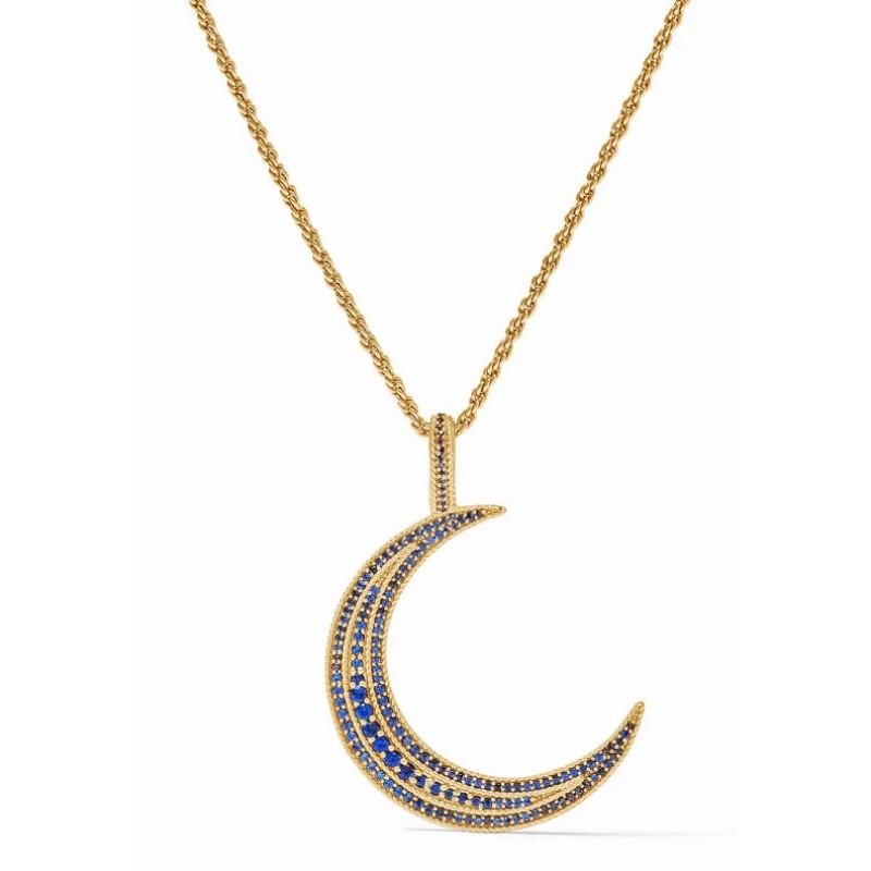 Julie Vos Luna Pendant In Sapphire Blue CZ