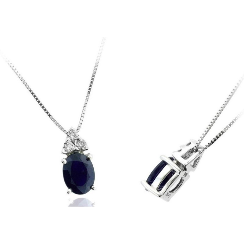 Blue Sapphire And Diamond Pendant