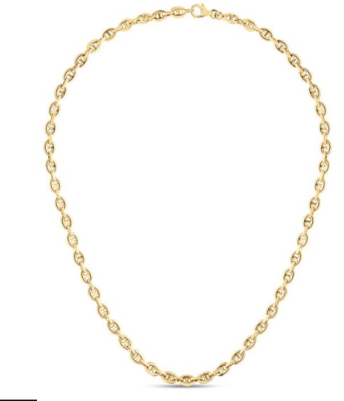 14 Karat Yellow Gold 5.4mm Polished Puffed Mariner Necklace Measuring18 Inches